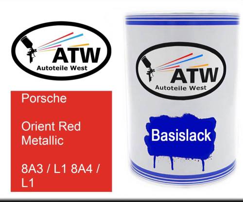 Porsche, Orient Red Metallic, 8A3 / L1 8A4 / L1: 500ml Lackdose, von ATW Autoteile West.